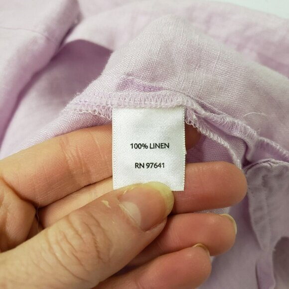 J Jill Oversized Linen Button Up Top Size M Shirt Purple Long Sleeve Pastel - Picture 4 of 9